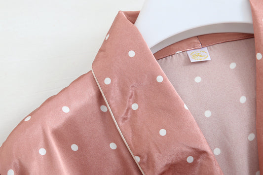 Satin Comfort Polka Dot Three-piece Pajama Set