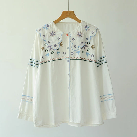 Springtide Garden Scallop-Collar Blouse