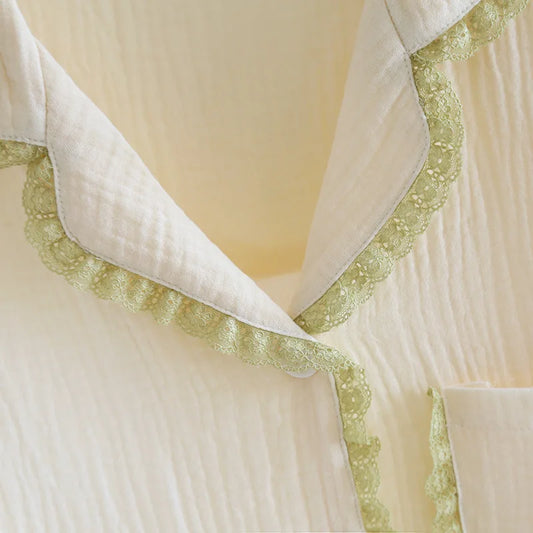 Ruffled Line Cotton Pyjama Set