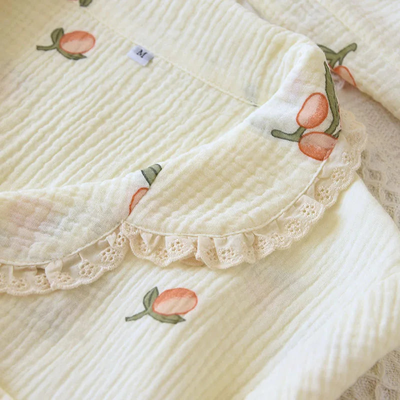 Rose Fruity Print Three-Piece Pyjama Set