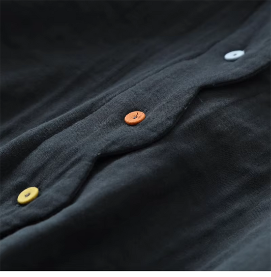 B&Y Black Cotton Blouse with Colourful Buttons