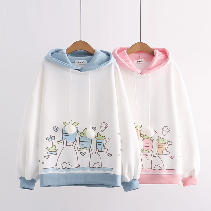 Peach Cat Kawaii Cute Plus Size Hoodies Warm Harajuku Oversized Sweatshirt  Women Cartoon Winter Print Pullovers Loose Streetwear