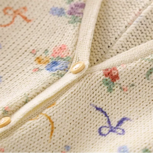 B&Y Girls Bow Detail Knitted Cardigan