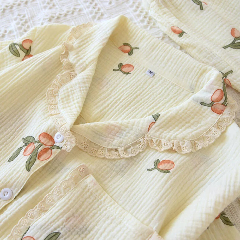 Rose Fruity Print Three-Piece Pyjama Set
