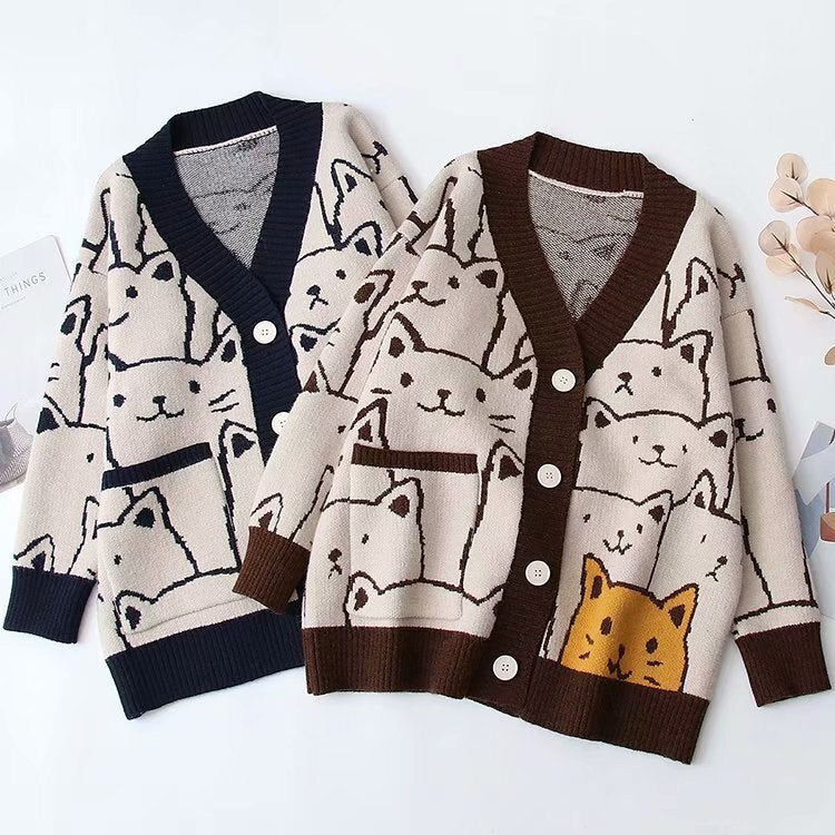 Harajuku Kitty Cat Cardigan | Hanarii