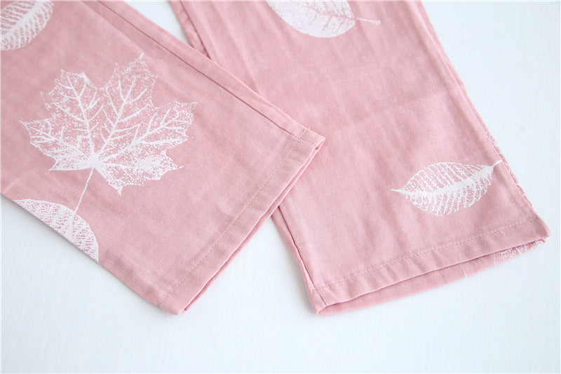 White Leaf Print Pure Cotton Pyjamas Set