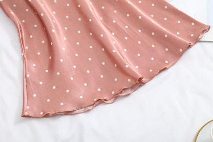 Satin Comfort Polka Dot Three-piece Pajama Set