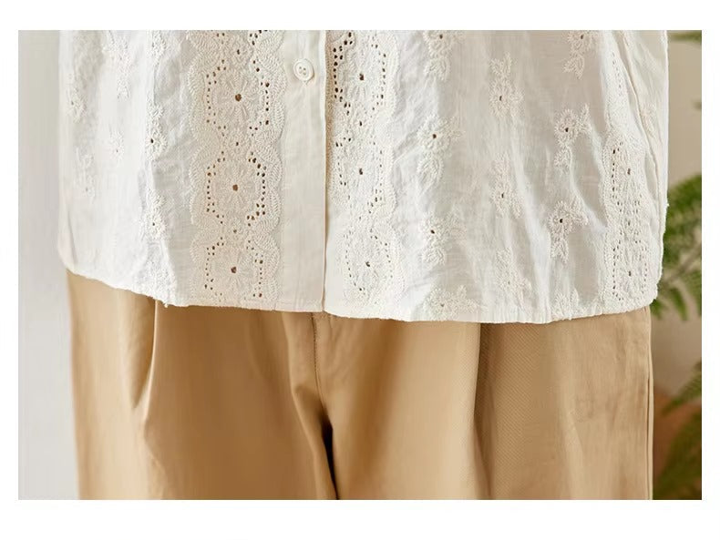 B&Y Cotton Women Blouse with Lace Details