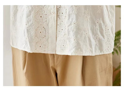 B&Y Cotton Women Blouse with Lace Details