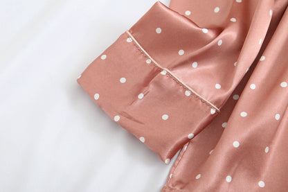 Satin Comfort Polka Dot Three-piece Pajama Set