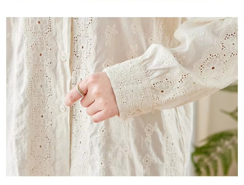B&Y Cotton Women Blouse with Lace Details