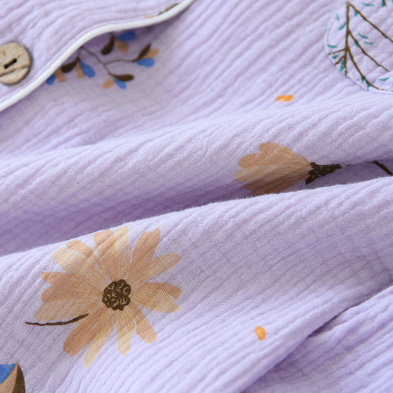 Purple Wildflowers Print Pyjama Set