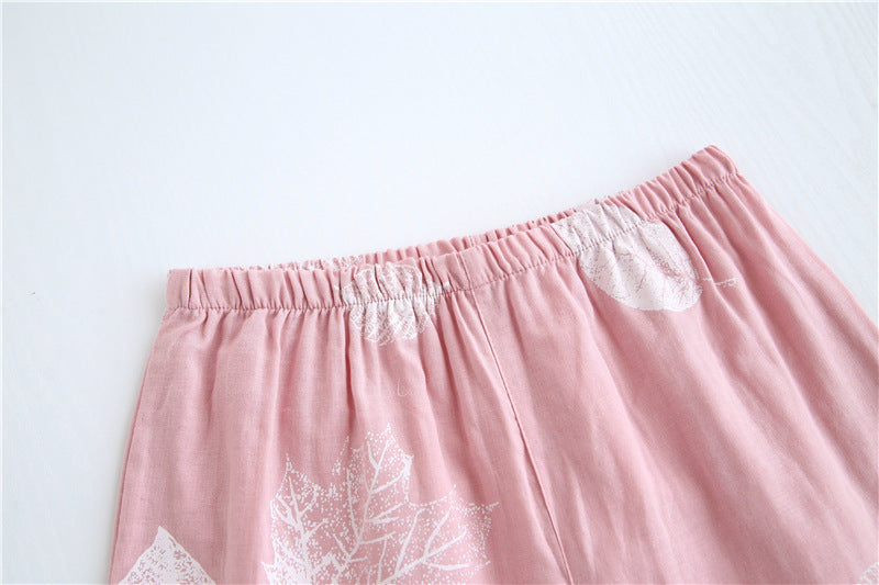 White Leaf Print Pure Cotton Pyjamas Set