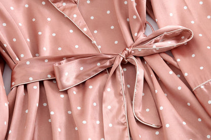 Satin Comfort Polka Dot Three-piece Pajama Set