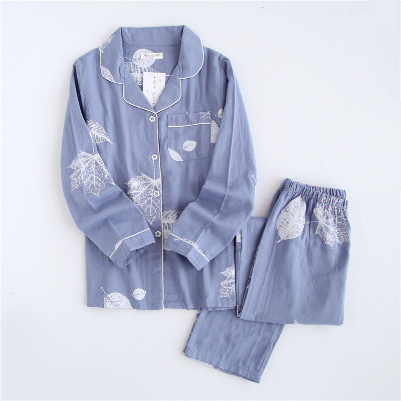 White Leaf Print Pure Cotton Pyjamas Set