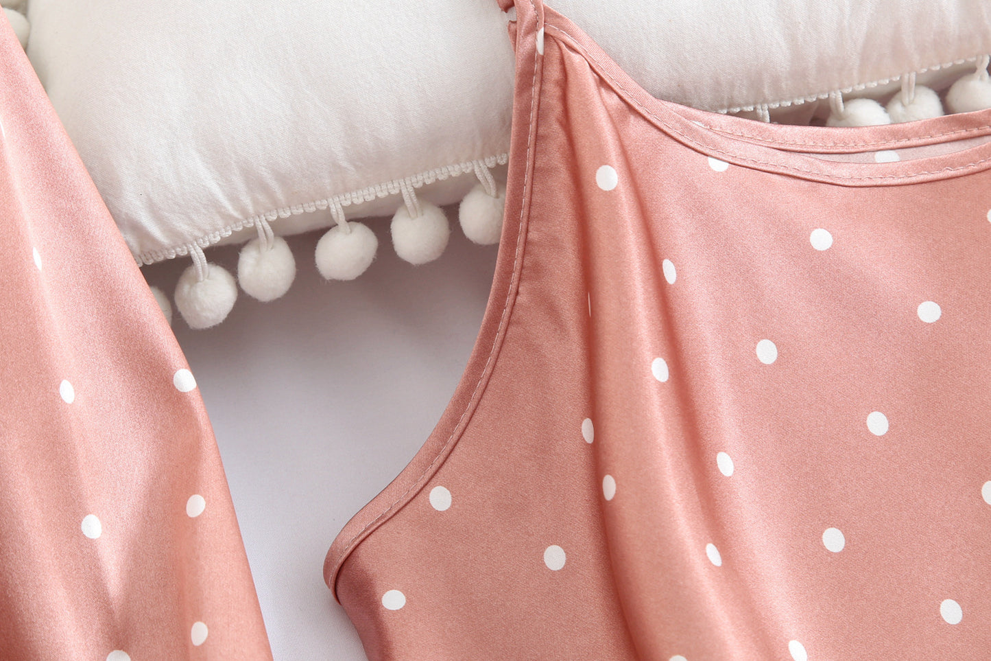 Satin Comfort Polka Dot Three-piece Pajama Set