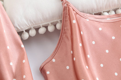 Satin Comfort Polka Dot Three-piece Pajama Set