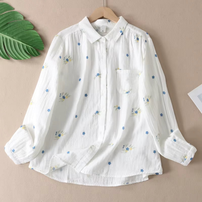 B&Y Spring Floral Print Long Sleeve Blouse