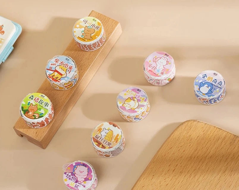 Cartoon Animals Gathering Stickers Washi tape Kawaii Stationery scrapbooking decorative diary