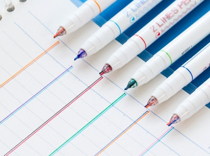 Rainbow 2-Liner Marker Pens (set of 6)