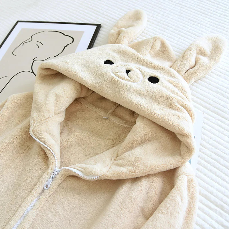 Rabbit Bunny Ear Flannel Pyjamas Set