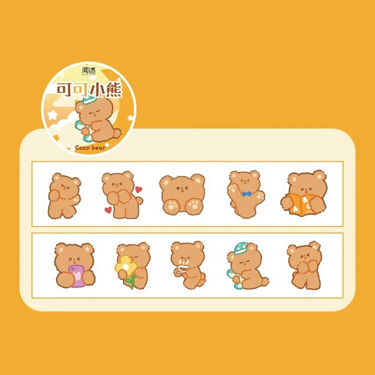 Baby Bear Cartoon Animals Gathering Stickers Washi tape Kawaii Stationery scrapbooking decorative diary