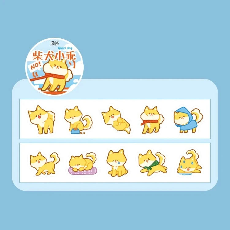 Shiba Inu Dog Cartoon Animals Gathering Stickers Washi tape Kawaii Stationery scrapbooking decorative diary