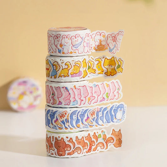 Cartoon Animals Gathering Stickers Washi tape Kawaii Stationery scrapbooking decorative diary