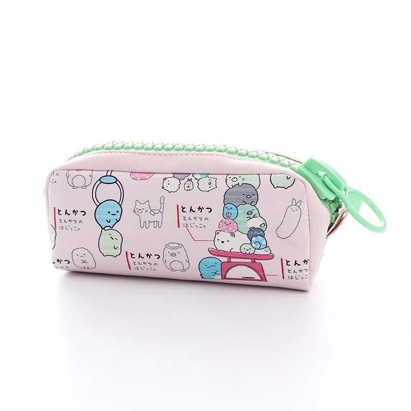 Kawaii Sumikko Zipper Pencil Case Cute Cartoon Animal Pencil Bag Pen Case Big Zipper Storage Pouch Organizer for Pens Stationery Items Gift School Supplies