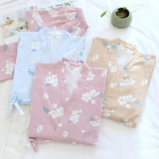 Spring Blossoms Kimono Style Pyjamas Set