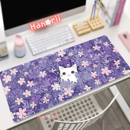 Kawaii Cat Purple Garden Deskmat