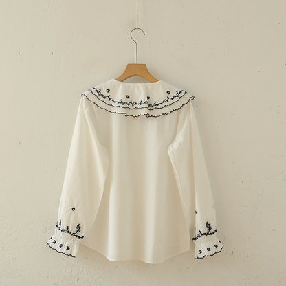 Mid-Century Style Whimsy Cotton Blouse