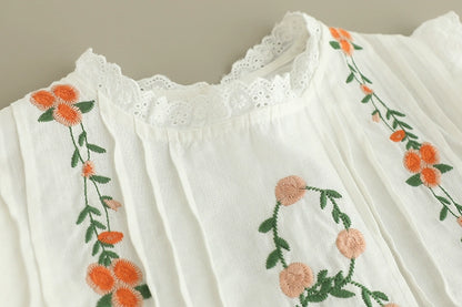 Romantic Floral Embroidery Blouse Top