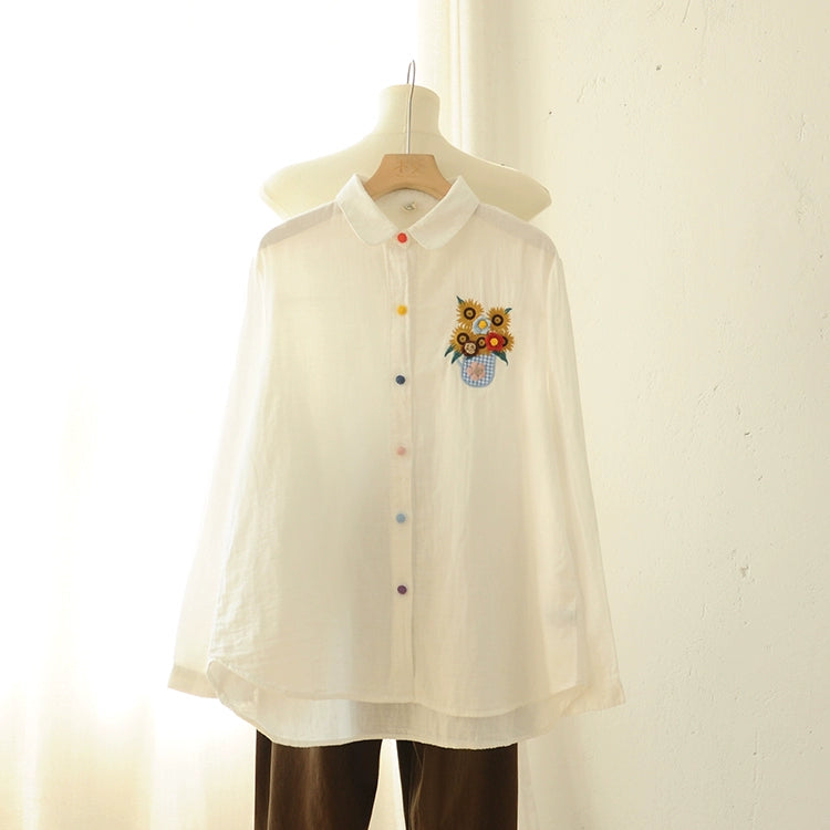 Sunflower Vase Long Sleeves Blouse