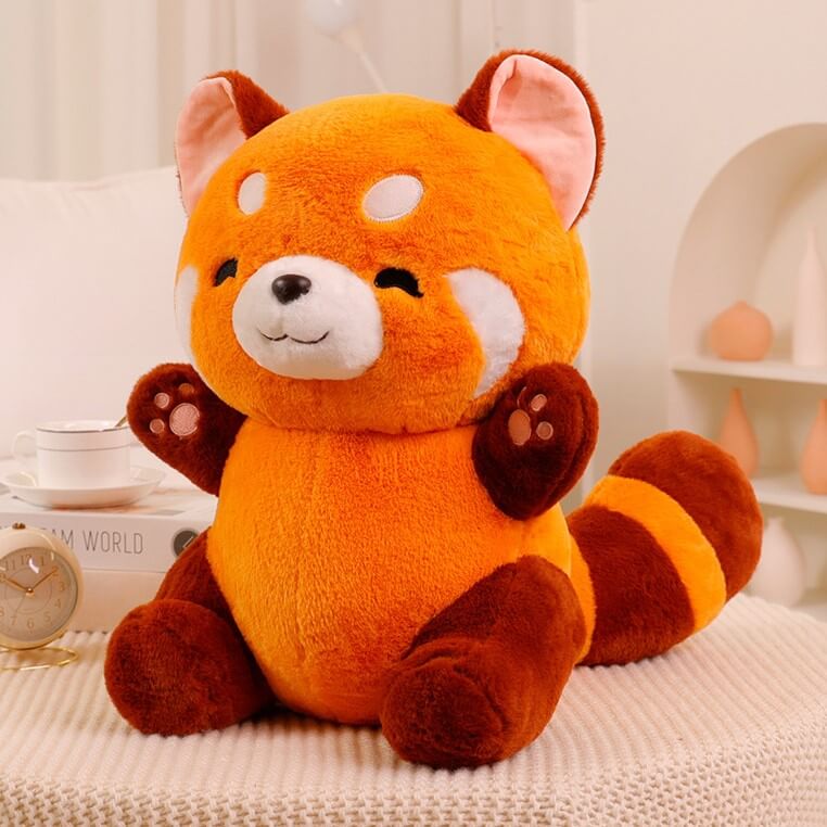 Red Panda Cuddle Plushies Red Raccoon Hug Throw Pillow Stuffed Toy Sleeping Cuddles for Kids Soft Smile Cute Face Boy Birthday Gift