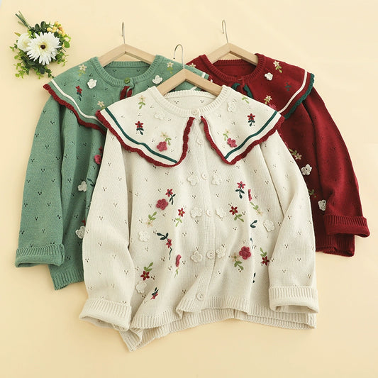 Rose Garden Retro Knitted Cardigan Hanarii shop