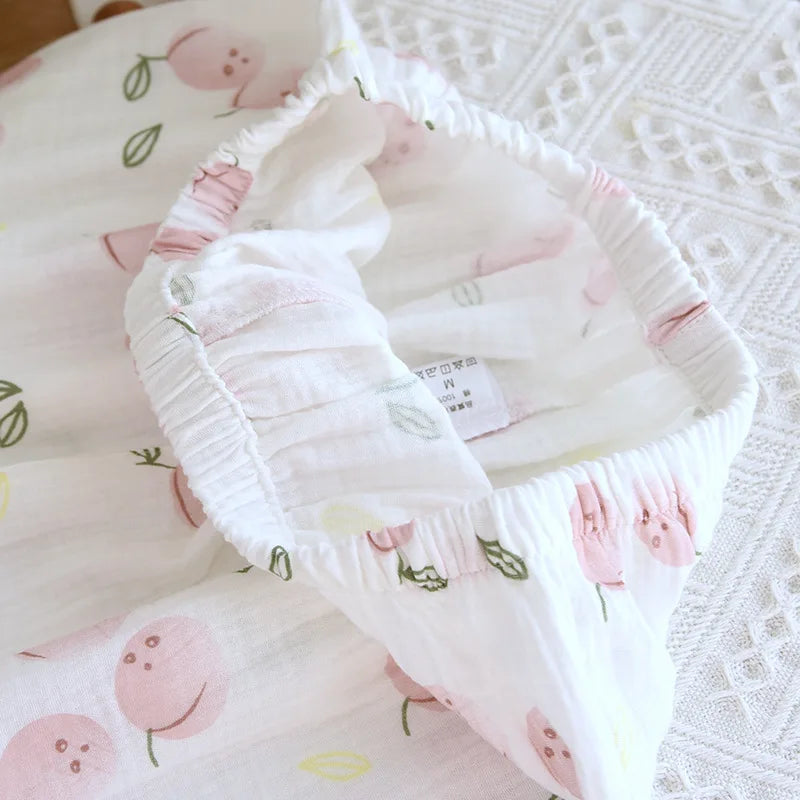 Peachy Cotton Pyjamas Set Cotton Two Piece Fresh and Sweet Fruity Floral Pattern Sleepwear Home Clothing