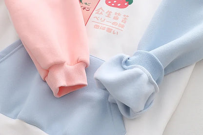 Kawaii Strawberry Drink Print Hoodies