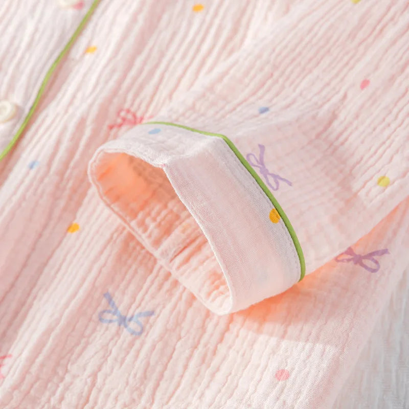 Ribbon Print Shirt Pyjama Set