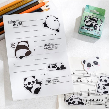 Kawaii Giant Panda Stickers (45 pcs) Box Set Cute Rolling Note Sticker Adhesive Decoration Seal for Diary Album Gift Hanarii Shop