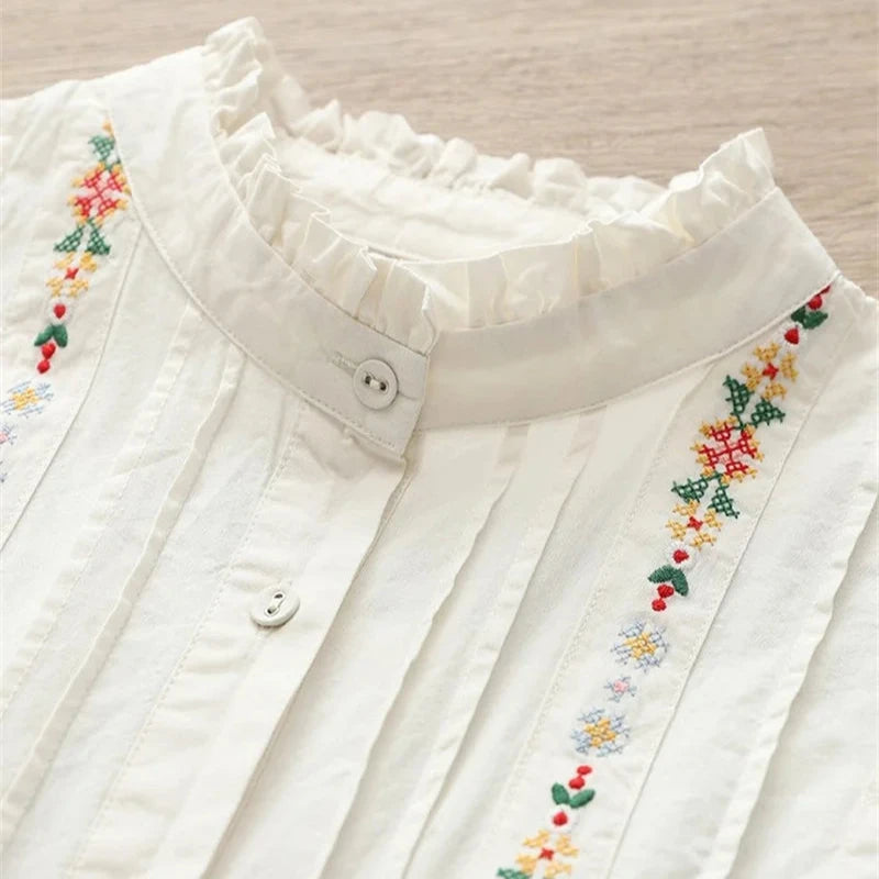 Sweet Little Flowers Pleated Blouse