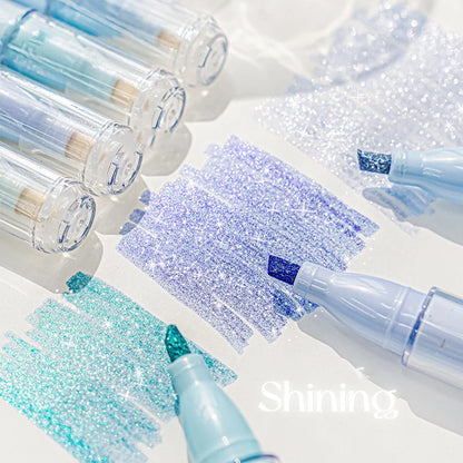 Exquisite Glitter Highlighter Marker Pens Kawaii Bling Bling Fluorescent Pens Graffiti Pastel Drawing Art Spot Liner