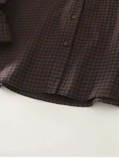 Golden Autumn Brown Plaid Shirt
