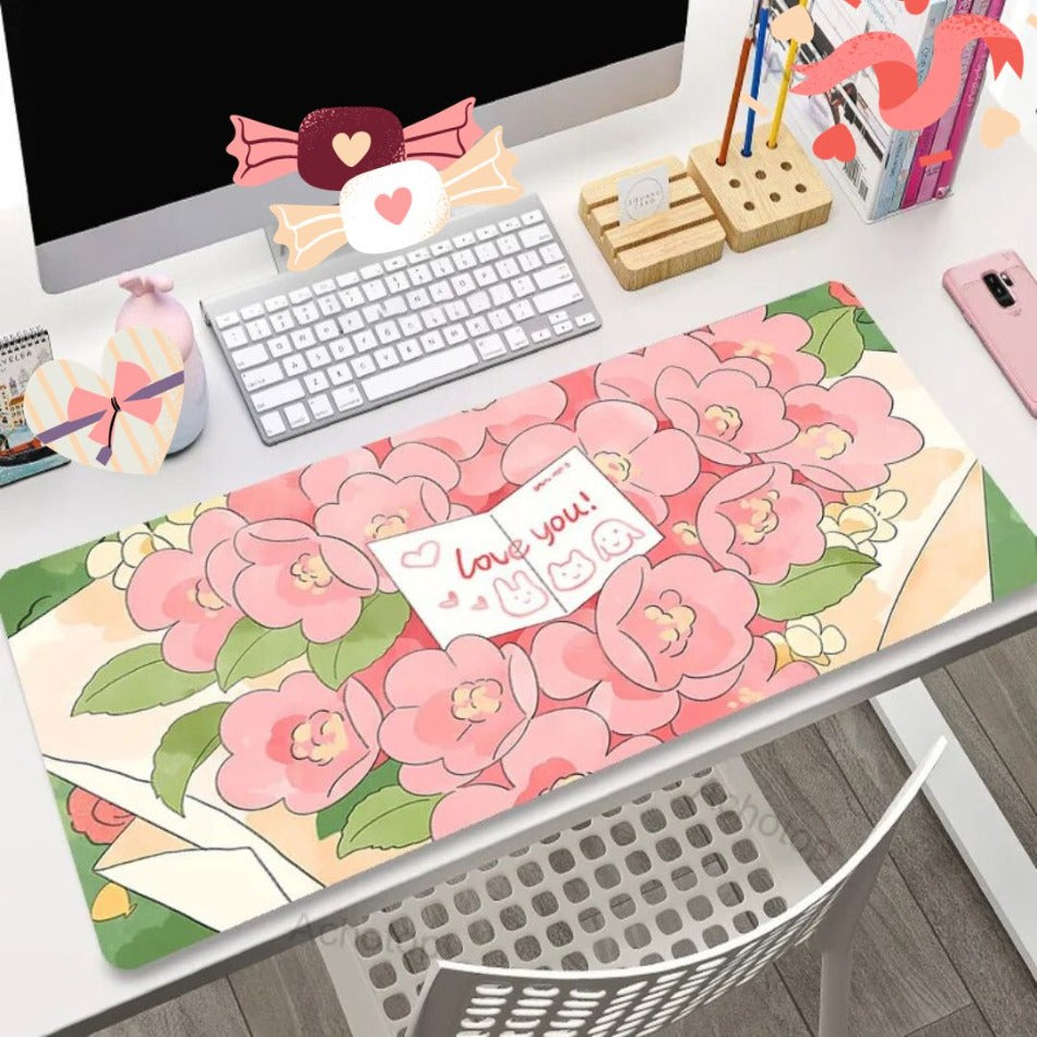 Valentines Day Flower Bouquet Deskmat