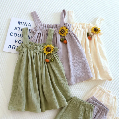 Sunflower Tank Top and Shorts Two-Piece Pyjamas Set