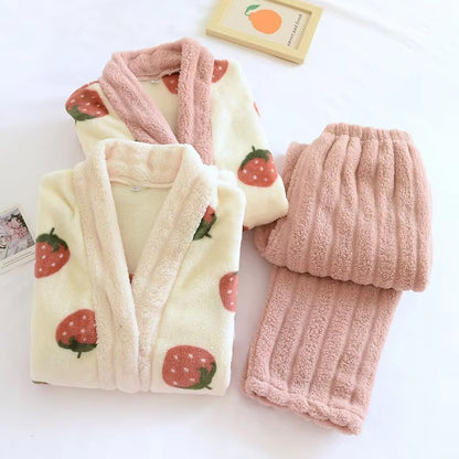 Strawberry Milkshake Winter Pyjamas Set