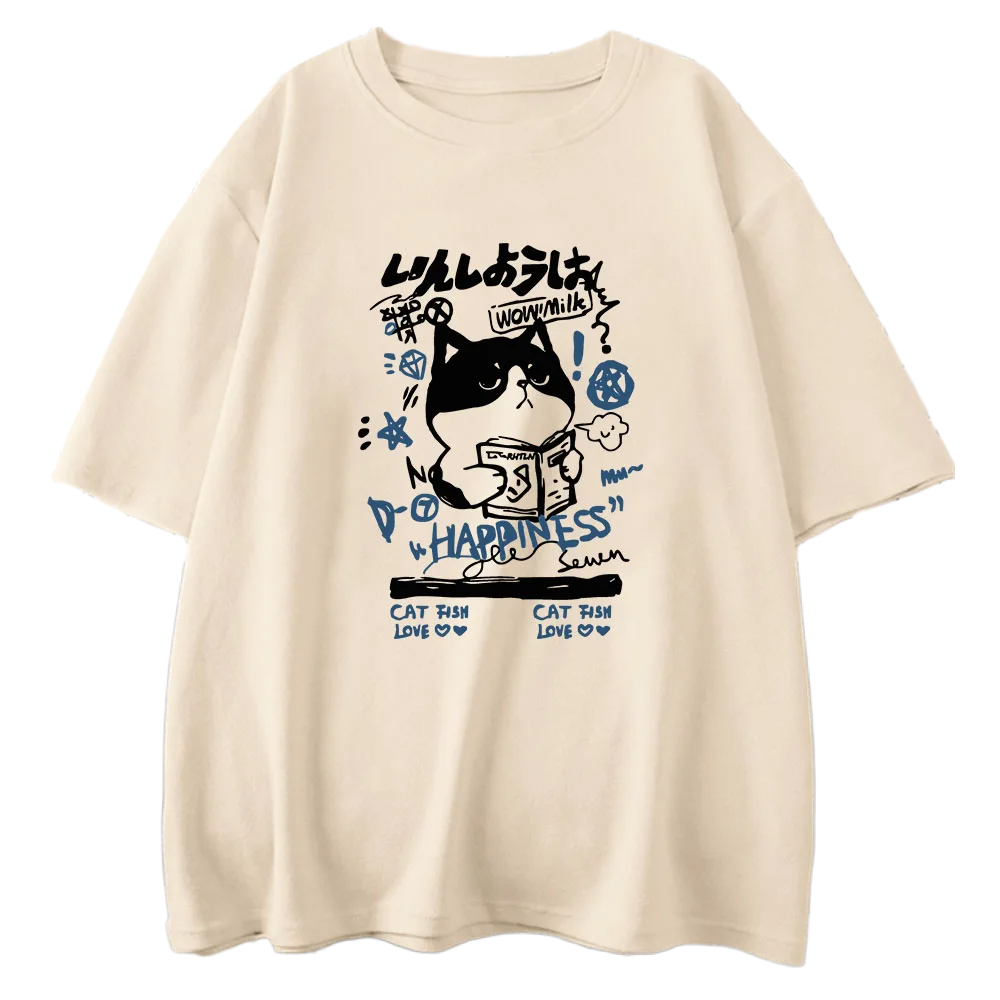 Study of Happiness Manga Cat T-shirt