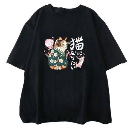 Sakura Cat Princess Print T-Shirt