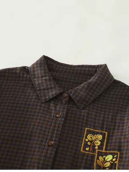 Golden Autumn Brown Plaid Shirt