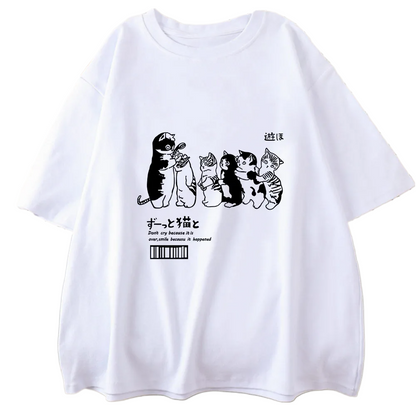 Kittens Shower Time Manga Style T-Shirt